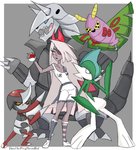 aggron ambiguous_gender anthro arthropod breasts clothed clothing crossover demon drawmeaponynamedbob dustox female feral gallade generation_3_pokemon generation_4_pokemon generation_5_pokemon green_body grey_body group hair hazbin_hotel humanoid insect lepidopteran moth multicolored_body nintendo open_mouth open_smile pawniard pokemon pokemon_(species) red_eyes semi-anthro simple_background smile tongue vaggie_(hazbin_hotel) white_body white_eyes white_hair