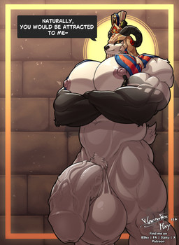 abs anthro balls biceps big_balls big_muscles big_penis bovid_horn caprine_horn clothing crossed_arms crown egyptian egyptian_clothing egyptian_headdress foreskin fur genitals headgear horn huge_balls huge_penis humanoid_genitalia humanoid_penis light_body light_fur male muscular muscular_anthro muscular_male nipples nude pecs penis quads ram_horn solo vein veiny_penis perverteddaemon genshin_impact middle_eastern_mythology mihoyo mythology heryshaf_(genshin_impact) bovid caprine goat mammal hi_res