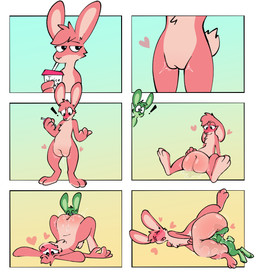 ambiguous_gender anthro big_vulva blush bodily_fluids body_blush body_invasion chest_tuft cunnilingus dripping_vulva duo excessive_genital_fluids expansion eyelashes female female/ambiguous genital_expansion genital_fluids genitals heart_symbol hearts_around_head hyper hyper_genitalia hyper_vulva juice_that_makes_your_pussy_huge looking_pleasured oral plump_labia pubic_mound sex size_difference tuft unbirthing vaginal vaginal_fluids vore vulva vulva_blush vulva_expansion bernie-buddy juice_that_makes_you_cum lagomorph leporid mammal rabbit comic hi_res