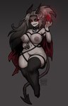 areola big_breasts breasts choker clothing ear_piercing ear_ring female genitals hair jewelry legwear long_hair navel necklace nipples not_furry piercing pussy ring_piercing solo spade_tail tail thigh_highs twistingtoxic demon demon_humanoid humanoid