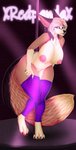 anthro areola big_breasts big_ears big_tail breasts clothing dressing female fluffy fur genitals huge_breasts legwear looking_at_viewer multicolored_body multicolored_fur nipples pawpads pink_pawpads purple_eyes pussy simple_background solo stockings stripper tail tan_body tan_fur thick_thighs thigh_highs wide_hips xredpandax osiris_henschel canid canine fennec_fox fox mammal true_fox digital_media_(artwork) hi_res shaded