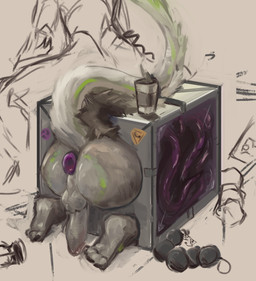 anthro bdsm beverage bound coffee erection male plug_(sex_toy) sex_box sex_toy solo tentacles mythology dragon eastern_dragon mythological_creature mythological_scalie scalie absurd_res hi_res