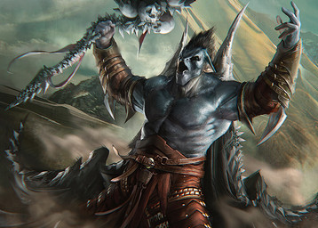 armor clothing gauntlets gloves handwear magic_user male mardu melee_weapon not_furry polearm shaman solo staff tribal_spellcaster weapon yefim_kligerman hasbro magic:_the_gathering wizards_of_the_coast humanoid orc official_art