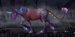 dark female feral forest hooves horn light_hooves light_horn plant solo tree walking jenery mythology equid equine mammal mythological_creature mythological_equine unicorn 2:1