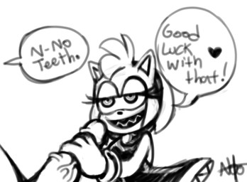 anthro clothing dialogue dress duo eyelashes faceless_character faceless_male female genitals grin handjob interspecies male penile penis possession sex sharp_teeth smile speech_bubble teeth text yotomoe sega sonic_the_hedgehog_(series) amy_rose king_boom_boo possessed_amy_rose boo_(sonic) eulipotyphlan ghost hedgehog human mammal spirit black_and_white english_text monochrome