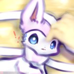 ambiguous_gender blue_eyes blue_sclera bow_tie feral fluffy fluffy_tail fur markings open_mouth pink_body pink_fur ribbons simple_background solo tail text tuft white_body white_fur snoiifoxxo nintendo pokemon eeveelution generation_6_pokemon human mammal pokemon_(species) sylveon 1:1 hi_res