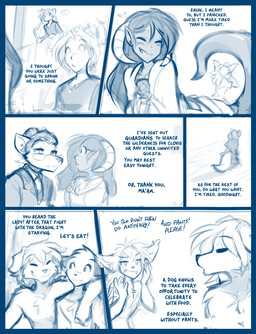 anthro arm_around_neck blush blush_lines cheek_tuft chest_tuft clothed clothed_anthro clothed_female clothed_human clothed_male clothing dialogue eyebrow_through_hair eyebrows eyes_closed eyewear facial_tuft female fully_clothed fully_clothed_anthro fully_clothed_female fully_clothed_human fully_clothed_male glasses group hair hair_bun hands_behind_back horn humanoid_pointy_ears inner_ear_fluff male pointy_ears text translucent translucent_hair tuft conditional_dnp tom_fischbach mythology twokinds database_error_(twokinds) evals madam_reni_(twokinds) madelyn_adelaide mike_(twokinds) raine_silverlock roselyn_(twokinds) animal_humanoid basitin canid canine canis domestic_dog dragon dragon_humanoid fox horned_humanoid human humanoid keidran mammal mythological_creature mythological_scalie scalie wolf 2026 blue_and_white english_text monochrome sketch