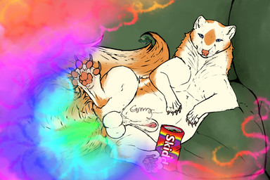 animal_genitalia anus balls bulge candy dessert detailed_bulge eating eating_food fart fart_cloud fart_fetish food fully_sheathed furniture gas gassy genital_outline genitals lying male on_side rainbow rainbow_fart_cloud sheath sheath_outline skunk_tail sofa solo unusual_fart yonnixart pioneer_(pioneer-mephitis) mammal mephit mephitid skunk 3:2 hi_res