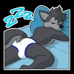 anthro bed black_nose blep blue_eyes blue_seam_briefs blue_seam_underwear briefs briefs_only bulge clothed clothing colored_seam_underwear countershade_face countershade_tail countershade_torso countershading fur furniture grey_body grey_countershading grey_fur head_on_pillow head_tuft lying male on_bed on_front pink_tongue sleeping snoring solo sound_effects sticker tail telegram_sticker tongue tongue_out topless topless_anthro topless_male tuft underwear underwear_only vowelless vowelless_sound_effect white_briefs white_clothing white_underwear zzz nowandlater zach_the_wolf canid canine canis mammal wolf 1:1 alpha_channel icon