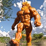 balls beard biceps big_muscles big_penis circumcised facial_hair feet flaccid genitals humanoid_feet humanoid_genitalia humanoid_penis male mane muscular muscular_male nipples nude pecs penis plantigrade solo water og_idk bandai_namco digimon digimon_(species) leomon 1:1 3d_(artwork) digital_media_(artwork)