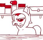 clothing earth_pony equid equine fan_character feral ficficponyfic frown hasbro hooded_robe horse male mammal my_little_pony pony robe shelf simple_background solo thermos