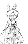 anthro biped clothing dress ears_up female frown_eyebrows frowning_at_viewer hair long_hair looking_at_viewer solo standing creator_ant diana_darling_(creator_ant) animal_humanoid humanoid lagomorph leporid mammal mammal_humanoid rabbit 2022 black_and_white digital_media_(artwork) hi_res monochrome sketch