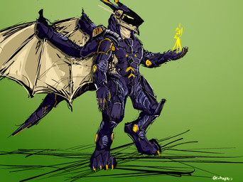 4_toes anthro feet machine mecha screen screen_face solo standing toes wings catsup147 k70n hybrid hi_res tagme
