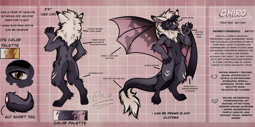 4_toes anthro back_wings biped claws close-up color_swatch feet finger_claws fluffy_mane fur grey_body grey_fur long_tail male mane membrane_(anatomy) membranous_wings multicolored_body multicolored_fur multiple_angles nude_anthro pawpads pink_wings rear_view solo spots spotted_pawpads spotted_tongue spotted_wings spread_wings tail text toe_claws toes tongue white_body white_fur white_mane wings yellow_eyes chirxpteras chiro_(chirxpteras) bat mammal megabat english_text hi_res model_sheet demiboy_(lore)