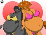 anthro bikini breasts clothing duo female overweight swimwear two-piece_swimsuit chrisandcompany beth_(lordstormcaller) daryl_vecat domestic_cat felid feline felis mammal pantherine 4:3 hi_res