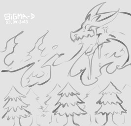 ambiguous_gender angry bodily_fluids breath_powers cross-popping_vein crying elemental_manipulation evergreen_tree fire fire_breathing fire_manipulation forest open_mouth pine_tree plant snot solo tears teeth tree sigma-d mythology dragon mythological_creature mythological_scalie scalie 2023 dated digital_media_(artwork) hi_res monochrome sketch