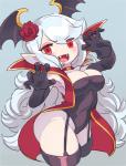 big_breasts blush bodily_fluids breasts clothed clothing digital_media_(artwork) dungeon_maker female gashi-gashi hair hi_res humanoid not_furry open_mouth saliva simple_background smile solo vampire