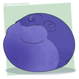 annoyed anthro belly belly_expansion big_belly big_moobs blue_body blue_fur blue_hair blueberry_inflation body_inflation double_chin expansion fur hair huge_belly huge_moobs hyper hyper_belly hyper_inflation hyper_moobs immobile inflation male moob_expansion moobs navel nude solo spherical_inflation swollen_cheeks text three-quarter_view baxterthehusky lagomorph leporid mammal rabbit 1:1 2025 artist_name hi_res