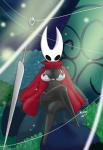 abs big_breasts black_body black_eyes bra breasts cleavage clothed clothing crossed_legs female horn melee_weapon non-mammal_breasts panties solo underwear weapon white_horn kawma hollow_knight team_cherry hornet_(hollow_knight) arthropod humanoid insect absurd_res hi_res