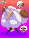 anthro big_breasts big_butt breasts brown_nipples butt carrying_another carrying_partner claws clothed clothing crossgender duo eating female flarito fully_clothed heart_symbol huge_breasts huge_butt hyper hyper_breasts hyper_butt hyper_nipples male nipples obese overweight partially_clothed_anthro size_difference kingjion nintendo pokemon flarita sandpancake eeveelution flareon generation_1_pokemon pokemon_(species) sandslash 3:4 absurd_res hi_res