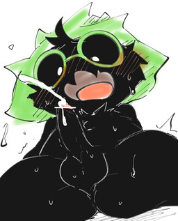 anthro balls black_balls black_body black_fur black_penis black_perineum blush bodily_fluids censor_bar censored_genitalia censored_penis clothing cum cumshot ejaculation erection eyewear fangs fur genital_fluids genitals glasses hat hat_only headgear headgear_only headwear headwear_only humanoid_genitalia humanoid_penis ineffective_censorship looking_at_genitalia looking_at_penis looking_down low-angle_view male mostly_nude orgasm penis perineum shota simple_background solo spread_legs spreading sweat teeth white_background young young_anthro young_male doneru deltarune undertale_(series) ralsei bovid caprine darkner goat mammal 2019 censored