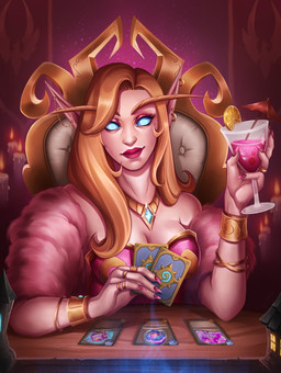 5_fingers arms_bent banner beverage blue_eyes blue_pupils blue_sclera bracelet breasts candle chair claws cleavage closed_smile clothed clothed_female clothed_humanoid clothing cocktail_garnish cocktail_umbrella container cup digit_ring drinking_glass ear_piercing ear_ring eyebrows eyelashes female female_humanoid finger_claws finger_ring fingers fire furniture glass glass_container glass_cup gold_(metal) gold_bracelet gold_ear_ring gold_jewelry gold_necklace gold_ring hair holding_card holding_container holding_cup holding_drinking_glass holding_object holding_wine_glass humanoid_pointy_ears jewelry light lips lit_candle long_eyebrows long_hair mouth_closed necklace not_furry on_chair piercing pink_claws pink_clothing pink_shirt pink_topwear pointy_ears pupils red_lips ring_piercing shirt sitting sitting_on_chair smile solo tan_body tan_skin topwear wine_glass marie_gelebart blizzard_entertainment hearthstone warcraft blood_elf elf humanoid 2024 absurd_res colored digital_media_(artwork) digital_painting_(artwork) english_description hi_res lighting painting_(artwork) shaded