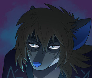 anthro blue_body blue_eyes blue_nose blue_skin brown_hair close-up countershading devious devious_grin female grin hair light_from_below shaded_face smile solo stitched_face pankallisti jujutsu_kaisen circe_(pankallisti) mahito_(jujutsu_kaisen) mammal murid murine rat rodent