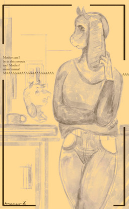 anthro bottomwear clothing denim denim_bottomwear denim_clothing dialogue duo female fidgeting floppy_ears horn jeans looking_away male male/female pants text tucked_shirt armedantagonist undertale undertale_(series) asriel_dreemurr toriel bovid caprine goat mammal absurd_res english_text hi_res