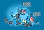 anthro blue_background blue_body blue_fur brainwashing dialogue duo eyewear fur goggles hypnosis hypnotic_goggles male male/male mind_control motion_lines sex simple_background text young ultilix nintendo pokemon generation_4_pokemon lucario pokemon_(species) english_text signature father_(lore) incest_(lore) parent_(lore) son_(lore)