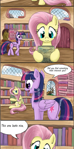 blue_eyes book clothing cowboy_hat cutie_mark dialogue duo feathered_wings feathers female feral fur hair hat headgear headwear horn inside multicolored_hair pink_hair purple_body purple_eyes purple_fur purple_hair quadruped sky tail text two_tone_hair window wings wood yellow_body yellow_feathers yellow_fur otakuap friendship_is_magic hasbro my_little_pony mythology watership_down fluffy_the_bringer_of_darkness fluttershy_(mlp) twilight_sparkle_(mlp) arthropod equid equine insect lagomorph lepidopteran leporid mammal moth mythological_creature mythological_equine pegasus rabbit winged_unicorn 2013 absurd_res comic english_text hi_res long_image tall_image