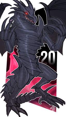 3_fingers 4_toes abstract_background ambiguous_gender anthro back_wings biped black_body black_scales claws feet fingers horn membrane_(anatomy) membranous_wings multi_horn open_mouth outline red_eyes scales solo spikes spikes_(anatomy) spread_wings standing tail tapering_tail teeth toes ventral_scales white_outline wing_claws wings zyria mythology yu-gi-oh! red-eyes_black_dragon dragon duel_monster mythological_creature mythological_scalie scalie 9:16 hi_res shaded