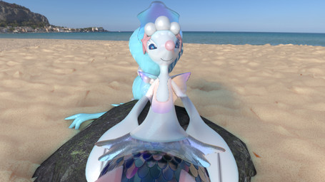 ambiguous_gender beach blue_eyes blue_hair feral fin gem hair looking_at_viewer outside pearl_(gem) scales seaside solo split_form barbonicles nintendo pokemon aquatic generation_7_pokemon mammal merfolk pinniped pokemon_(species) primarina sea_lion 16:9 3d_(artwork) digital_media_(artwork) hi_res widescreen