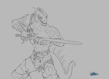 anthro armor clothed clothing horn male melee_weapon solo sword tail teeth topless weapon raidontoru bethesda_game_studios microsoft the_elder_scrolls xbox_game_studios tazguul argonian scalie hi_res