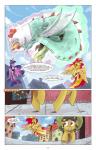 2016 avian cockatrice comic crown english_text equestria_girls equid equine european_mythology feathered_wings feathers female feral friendship_is_magic glowing hasbro headgear hi_res horn horse jewelry macro magic mammal membrane_(anatomy) membranous_wings my_little_pony mythological_avian mythological_creature mythological_equine mythological_scalie mythology necklace pony saturdaymorningproj scalie sunset_shimmer_(eg) text twilight_sparkle_(mlp) winged_unicorn wings
