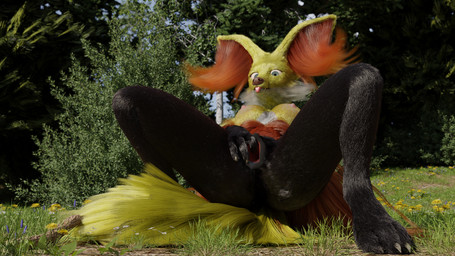 anthro areola black_body black_fur breasts female female_anthro fur genitals inner_ear_fluff looking_at_viewer medium_breasts multi_breast multicolored_body nipples outside pink_areola pink_nipples red_body red_fur solo standing tail tuft vulva white_body white_fur yellow_body yellow_fur doublestuffed nintendo pokemon delphox generation_6_pokemon pokemon_(species) 16:9 3d_(artwork) blender_(artwork) digital_media_(artwork) hi_res widescreen