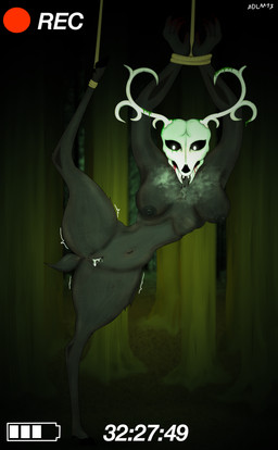after_rape after_sex anthro antlers bdsm blood bodily_fluids bondage bound breasts captured cum cum_inside female forest genital_fluids genitals horn looking_at_viewer medium_breasts night_vision nipples nude nude_female plant recording recording_video restraints rope rope_bondage shaking small_waist solo steamy_breath suspension suspension_bondage teratophilia tongue tongue_out tree trembling vulva adlm13 american_mythology indigenous_north_american_mythology mythology north_american_mythology humanoid wendigo absurd_res digital_drawing_(artwork) digital_media_(artwork) hi_res