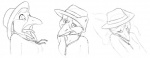 anthro beak breasts clothing expressions eyes_closed female hat headgear headwear multiple_poses non-mammal_breasts open_mouth pillow pose sleeping solo surprise tongue conditional_dnp sefeiren lizanne avian bird lyrebird oscine passerine superb_lyrebird bust_portrait monochrome portrait sketch