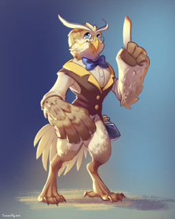 anthro beak blue_eyes brown_clothing brown_topwear brown_vest clothed clothing eyewear feathers glasses glistening glistening_eyes gradient_background looking_up male male_anthro open_mouth potion round_glasses simple_background solo standing tan_body tan_feathers topwear vest white_body white_feathers timmothy_arts avian bird owl 4:5 full-length_portrait hi_res portrait signature