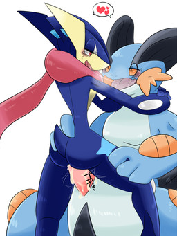 :d animal_genitalia anthro bald blush bodily_fluids butt crying cum cum_in_vagina cum_inside cum_on_penis dominant drooling duo erection eyelashes female female_penetrated from_front_position genital_fluids genital_slit genitals half-closed_eyes hand_on_butt hand_on_leg happy heart_symbol japanese larger_dom larger_male looking_down looking_up male male/female male_penetrating male_penetrating_female mastery_position narrowed_eyes ninja nude on_top open_mouth orgasm penetration penile penile_penetration penis penis_in_vagina saliva sex size_difference slightly_chubby smaller_female smaller_penetrated smile straddling sweat tears text tongue tongue_out vaginal vaginal_penetration warrior ragujuka nintendo pokemon amphibian generation_3_pokemon generation_6_pokemon greninja pokemon_(species) swampert 2014 3:4 japanese_text