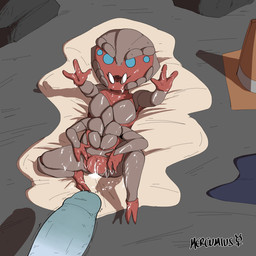 2_toes 3_fingers 4_arms 4_eyes anthro bedding blanket bodily_fluids cum cum_from_vagina cum_in_vagina cum_inside cum_on_body detailed_background disembodied_penis duo feet female fingers genital_fluids genitals happy high-angle_view humanoid_genitalia humanoid_penis leaking_cum loli lying lying_on_ground male male/female multi_arm multi_eye multi_limb neonate nude on_back on_ground orgasm penis plump_labia spread_legs spreading toddler toes tongue tusks vulva young young_female young_humanoid mercumius bungie destiny_(series) alien alien_humanoid eliksni humanoid 1:1 hi_res