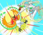 ambiguous_gender battle beak claws duo feathered_wings feathers feral fight glowing multi_wing orange_body red_eyes teeth tongue white_body white_feathers wings h_box bandai_namco digimon mythology nintendo pokemon avian bird digimon_(species) generation_2_pokemon ho-oh legendary_pokemon mythological_avian mythological_bird mythological_creature mythological_firebird pokemon_(species) shiny_pokemon varodurumon colorful_theme crossover