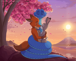 anthro anthro_on_anthro anthro_on_feral bed bestiality bisexual bisexual_male black_nose blue_body blue_scales breasts cherry_blossom cloud coiling detailed_background dipstick_ears ear_markings eyes_closed female feral flower fur furniture gloves_(marking) grey_body grey_fur group hug interspecies interspecies_romance japan kiss_on_lips kissing landscape looking_pleasured love male male/female male/male markings mmf_threesome mountain multicolored_body multicolored_ears multicolored_fur nude nude_anthro nude_female nude_male orange_body orange_fur outdoor_nudity outside plant polyamory prunus_(flower) red_body red_fur rock romantic romantic_ambiance romantic_polycule romantic_trio scales sky tail tasteful_nude tasteful_nudity tender tenderness tree trio two_tone_body two_tone_fur water jayheartwing disney zootopia gary_de'snake judy_hopps nick_wilde canid canine european_rabbit fox lagomorph leporid mammal oryctolagus pit_viper rabbit red_fox reptile scalie snake true_fox viper 2025 5:4 absurd_res digital_media_(artwork) hi_res