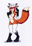 anthro female fur green_eyes hair naturally_censored nipple_tuft orange_body orange_fur red_hair solo tuft tierafoxglove canid canine fox mammal 2019 hi_res traditional_media_(artwork)