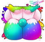 anthro big_breasts breasts butt claws female fur hair huge_breasts lgbt_pride multicolored_body multicolored_fur nude pride_colors rainbow_body rainbow_fur rainbow_pride_colors side_boob simple_background solo tail drxii miss.rainbow_dream-panda bear giant_panda mammal digital_media_(artwork) hi_res