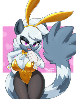 anthro big_breasts big_tail breasts bunny_costume clothing costume ears_up female fur gloves grey_body grey_fur handwear leotard looking_at_viewer looking_pleasured multicolored_body purple_eyes smile smiling_at_viewer solo tail thick_thighs two_tone_body white_body white_fur yellow_body yellow_clothing byghosteduard idw_publishing sega sonic_the_hedgehog_(comics) sonic_the_hedgehog_(idw) sonic_the_hedgehog_(series) sonic_the_hedgehog tangle_the_lemur lemur mammal primate strepsirrhine absurd_res hi_res