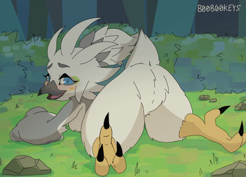 all_fours animal_genitalia anthro anus ass_up avian_butt beak bedroom_eyes blue_eyes blush butt cloaca feathers featureless_crotch feet fluffy foot_focus forest forest_background genitals grass kneeling looking_at_viewer looking_back looking_back_at_viewer lying male multicolored_body multicolored_feathers narrowed_eyes nature nature_background nude on_front open_beak open_mouth outside plant presenting presenting_hindquarters pupils seductive shaking_butt slit_pupils soles solo tail tail_feathers talons teasing toes tree two_tone_body two_tone_feathers young young_male b00b00keys breath_of_the_wild nintendo tears_of_the_kingdom the_legend_of_zelda tulin_(tloz) avian bird rito animated smaller_version_at_source