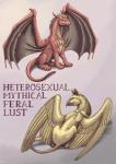 animal_genitalia avian beak dragon duo english_text feathered_wings feathers female feral genitals gryphon hi_res male membrane_(anatomy) membranous_wings mythological_avian mythological_creature mythological_scalie mythology scalie sheath sitting tail text ultrafox wings