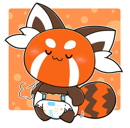 anthro clean_diaper clothed clothing diaper diaper_only fur male simple_background smile solo tail topless wearing_diaper wetness_indicator young rokesys chikn_nuggit sody_pop_(chikn_nuggit) ailurid mammal red_panda digital_media_(artwork) hi_res