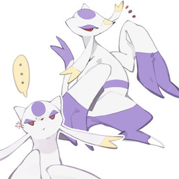 annoyed arm_markings black_nose claws cross-popping_vein ellipsis facial_markings female feral fur half-closed_eyes head_markings leg_markings looking_at_viewer looking_back markings multicolored_body multicolored_fur multiple_poses narrowed_eyes on_model pose purple_body purple_fur purple_markings red_eyes simple_background small_mouth small_nose solo speech_bubble tail tail_markings thin_tail toe_claws whisker_markings whiskers white_background yellow_markings youjomodoki nintendo pokemon generation_5_pokemon mienshao pokemon_(species) 1:1 2021 hi_res shaded simple_shading
