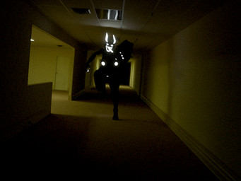 drop_ceiling female larger_female running running_towards_viewer size_difference solo tall tongue tongue_out navijanthebat the_backrooms smiler_(psychojohn2) backrooms_creature smiler_(the_backrooms)